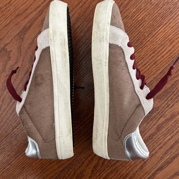 Steve Madden Philo Khaki Multi Silver Star Sneaker Size 9 Pony Hair Low Top - Picture 5 of 9